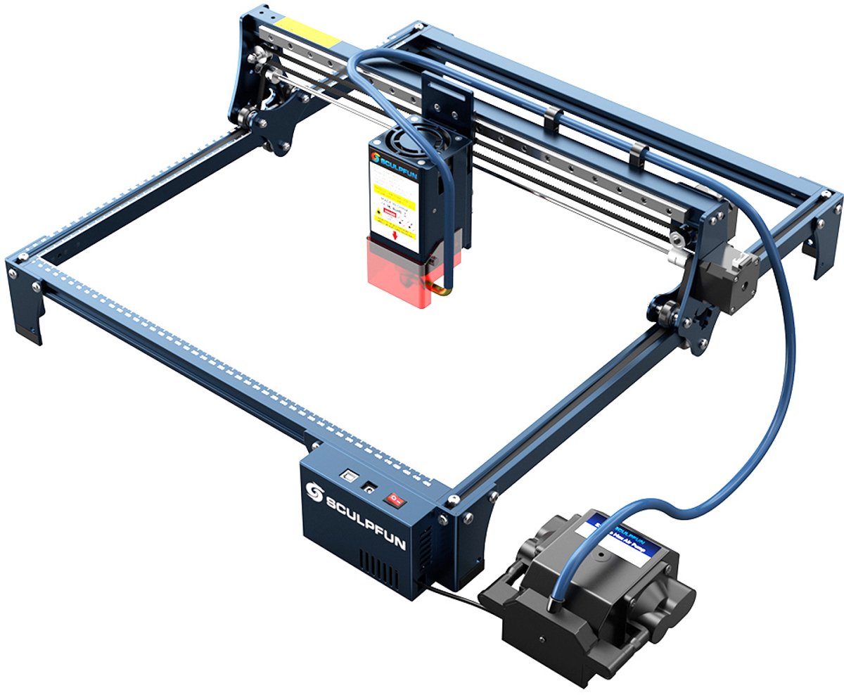 SCULPFUN S30 Pro Max 20W lasersnijder en -graveermachine, automatische luchtondersteuning, laserfocus van 0,08 x 0,1 mm, 32-bit moederbord, 410 x 400 mm