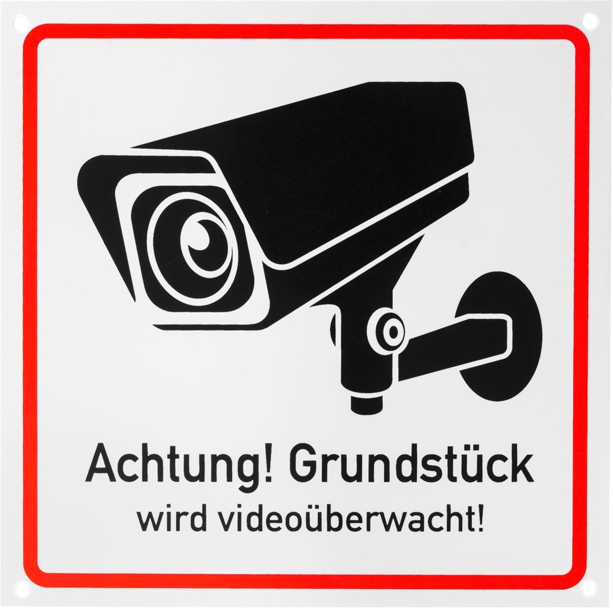 SnelShoppen - Waarschuwingsbord 'Let op! Perceel wordt video-surveillance uitgevoerd!', 15 x 15 cm, 2.7 mm dik PVC materiaal, weerbestendig en UV-best