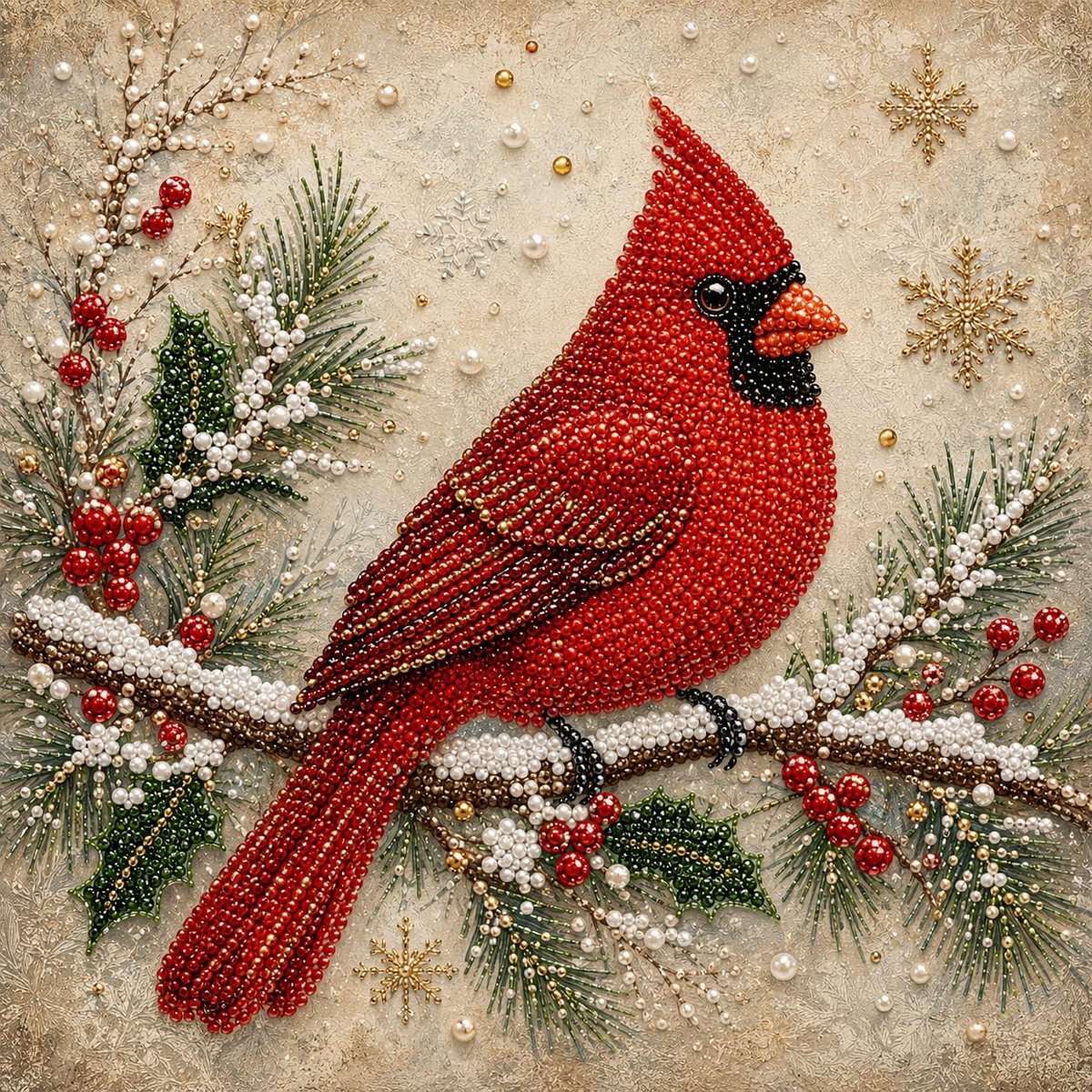 Casalora DIY Parel Diamond Painting Kerst Kardinalen F - Creatieve Hobby voor Volwassenen - 20X20cm