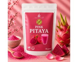 Premium Pink pitaya poeder - 50 Gram - Cafeïne Vrij - Pink Matcha - Rijk aan Vezels - Pink summer Latte - Roze Iced latte