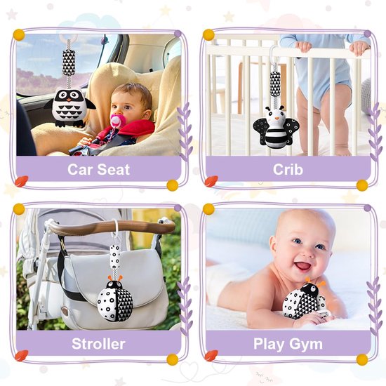 Namajunas - Wagenspanner - baby speelgoed - Kinderwagen Speelgoed - Kinderwagen Accessoire - 3 Stuks - voor baby - 0+ maanden — afbeelding 2