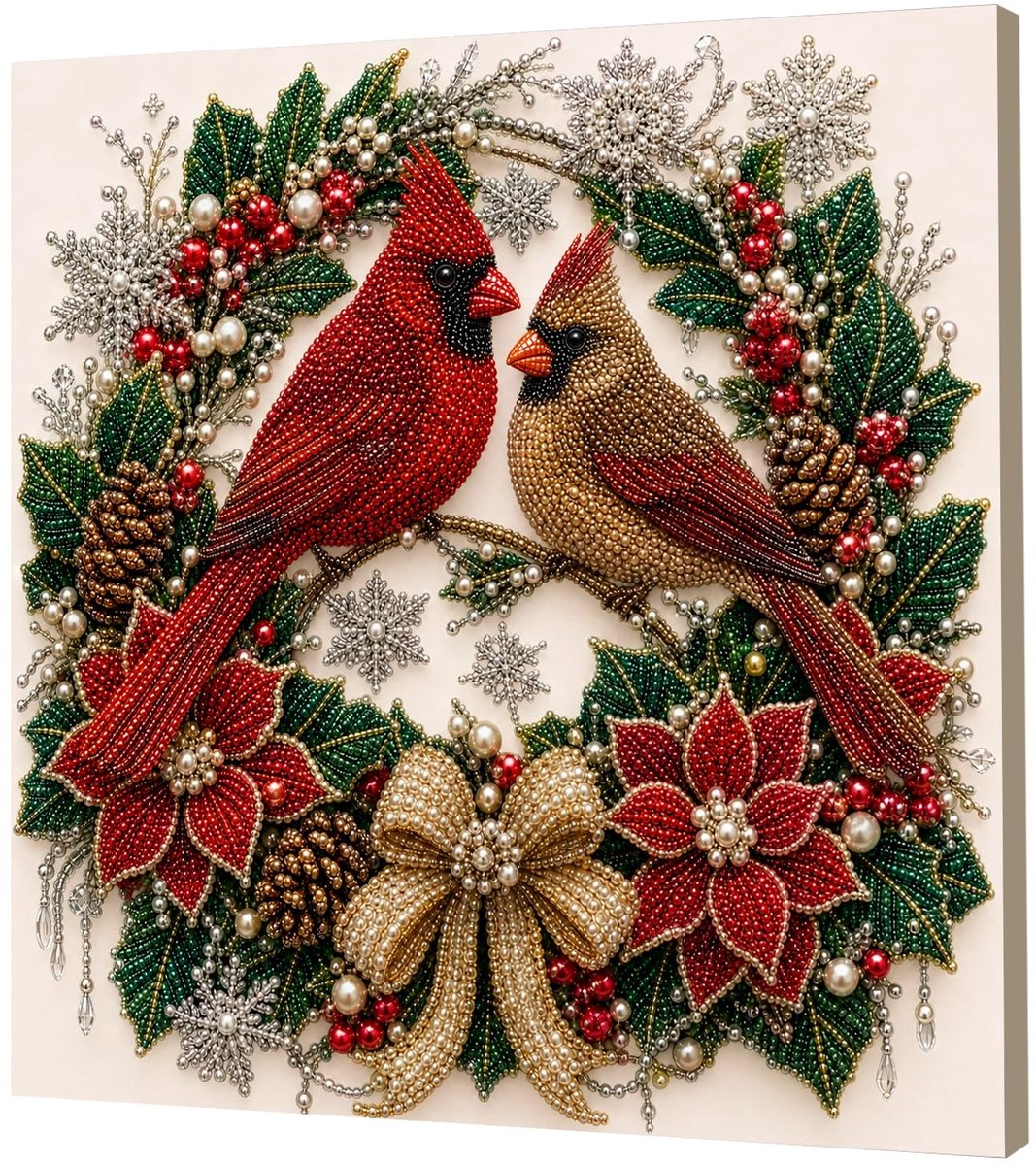 Casalora DIY Parel Diamond Painting Kerst Kardinalen E - Creatieve Hobby voor Volwassenen - 20X20cm