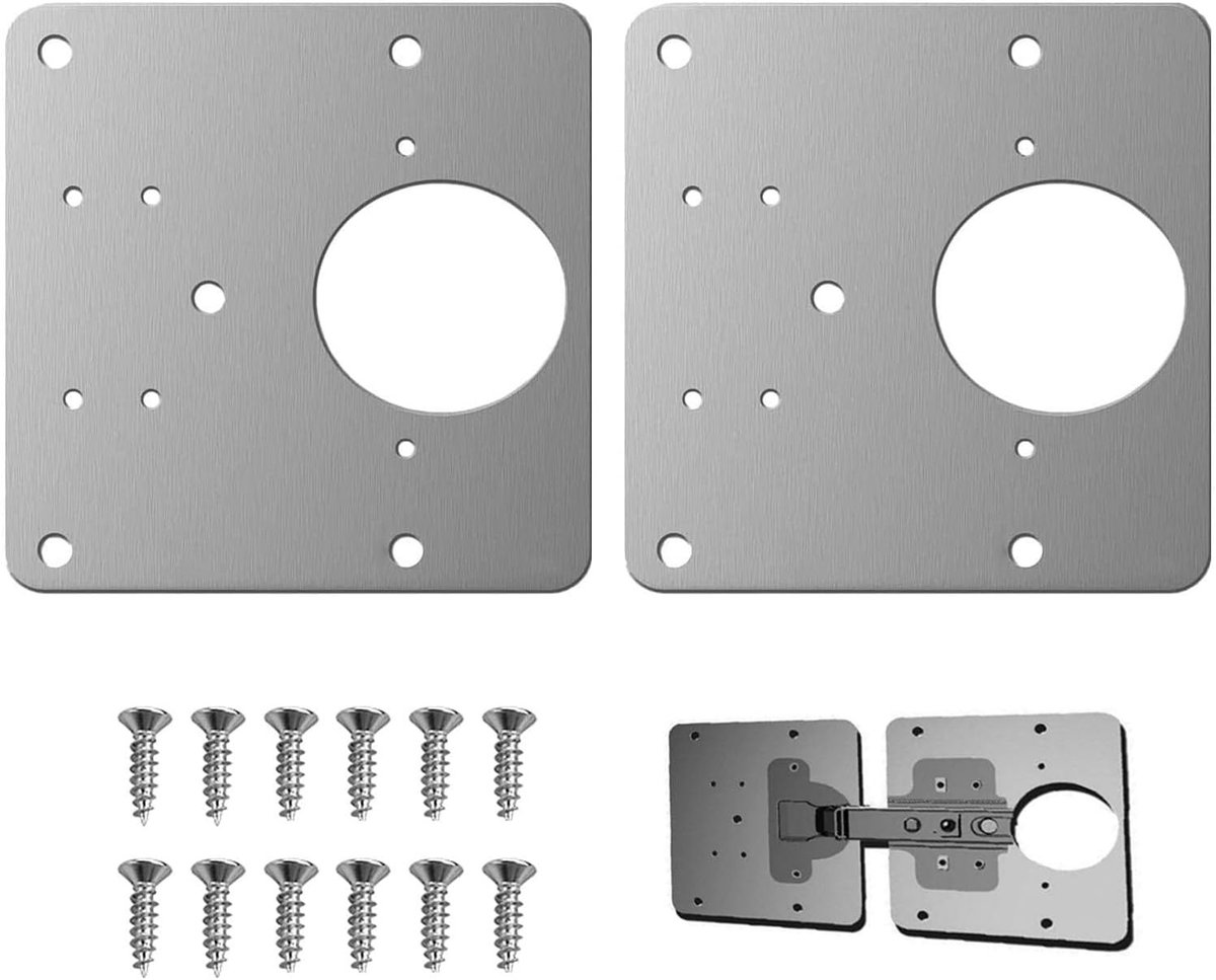 Hinge Repair Plate voor Kasten en Meubels - RVS Scharnierplaat met 12 Schroeven voor Duurzame Hersteloplossingen
