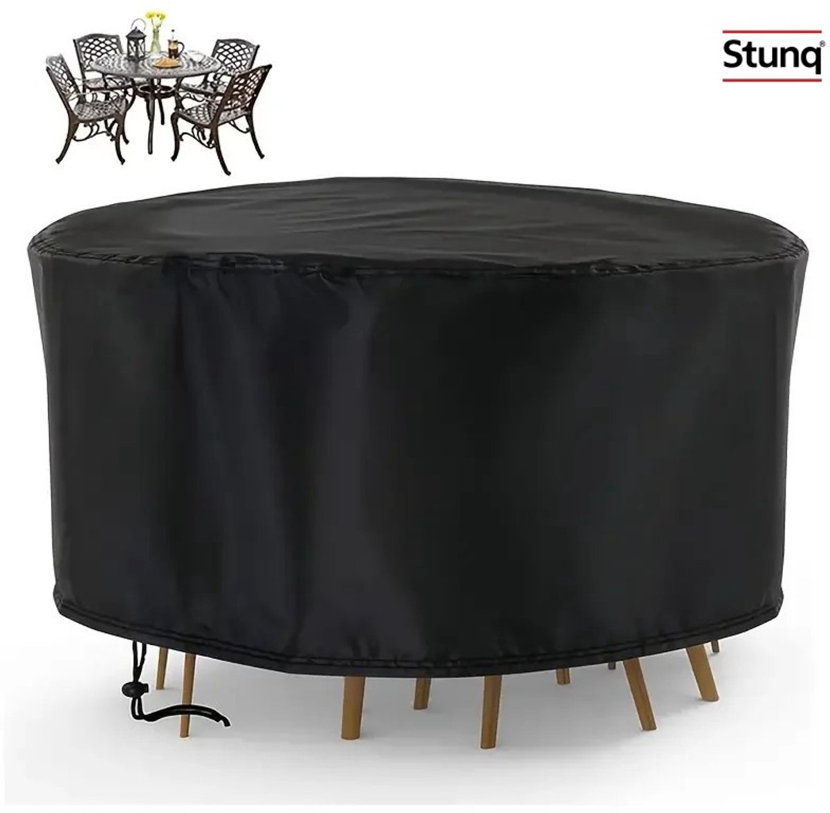 Stunq Waterdichte ronde terrasmeubelhoes 120x75 cm zwart voor tuintafel