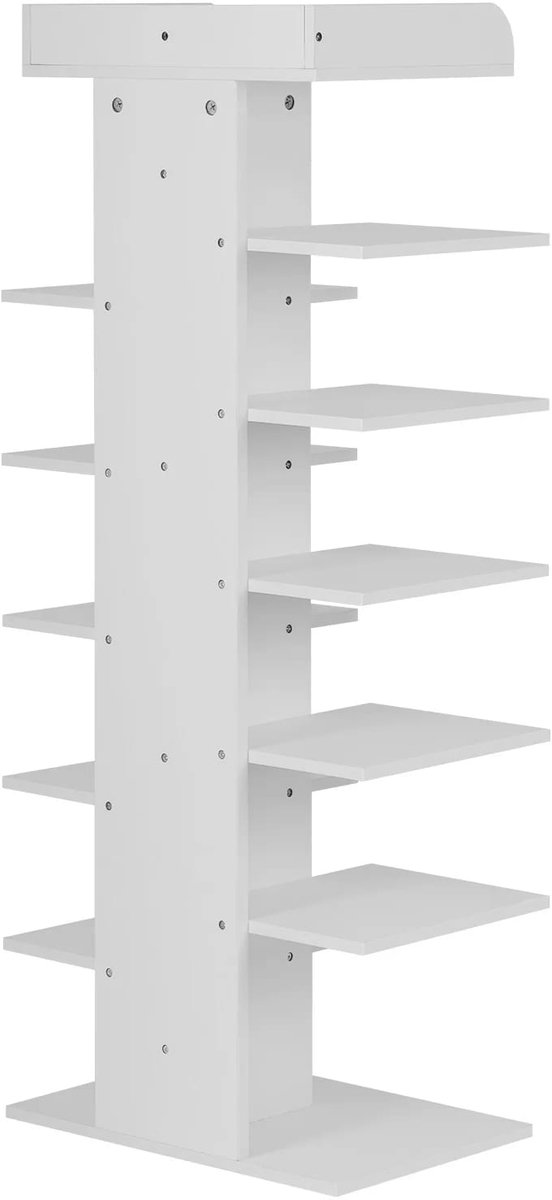 Klarven® Schoenenrek Wit - Schoenenrek Deur - Schoenenrek Hout - Schoenenkast - 12 Vakken, Stevig En Ruimtebesparend - B49,5xd30xh113,5cm