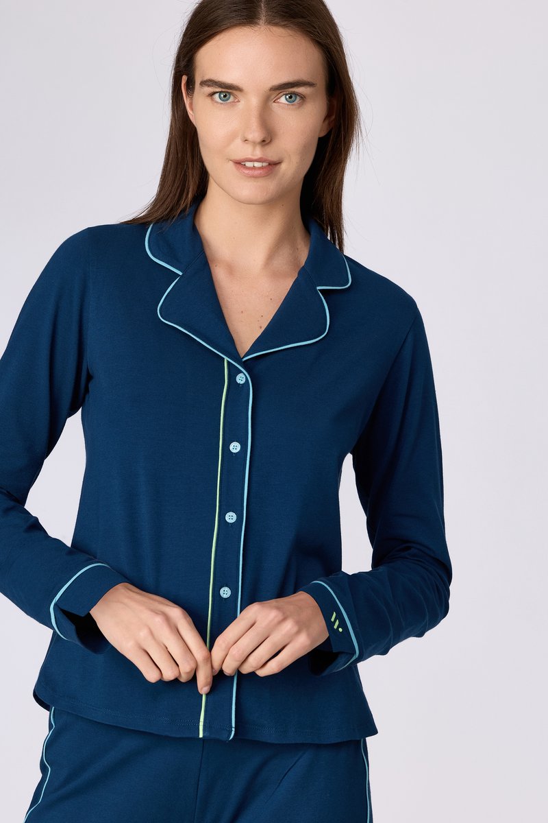 Woody Dames pyjama donkerblauw - maat XXL