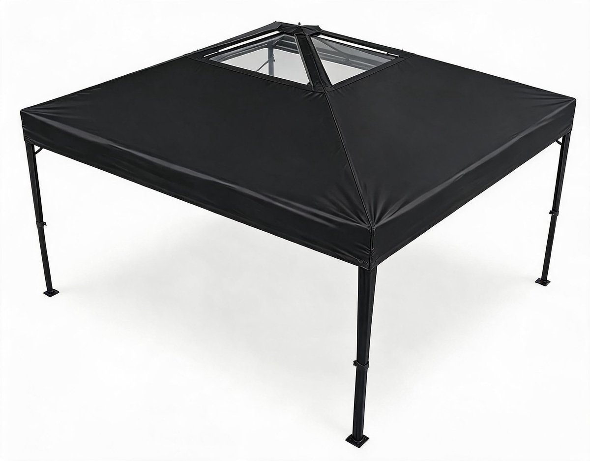 Pop-Up Partytent - 300x300x250cm - Tuinpaviljoen met Geventileerd Dak - Stevig Stalen Frame - Instant Draagbare Schuilplaats - 3 Verstelbare Hoogtes - Voor Terras Strand Camping - Zwart