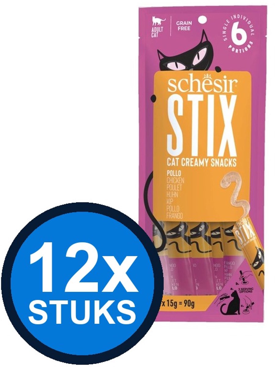 12x Schesir Stix kat kip 6x15gr