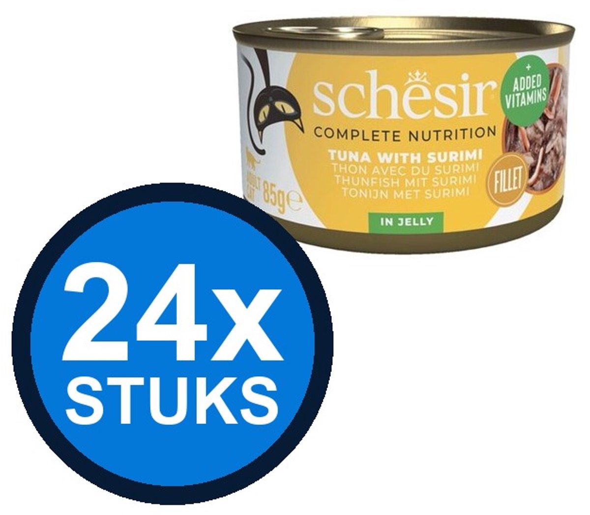 24x Schesir - Tonijn & Surimi in Gelei - Kattenvoer Natvoer - 85g
