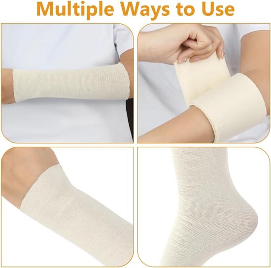 Hoesverband voor benen en armen, elastische buisverband, fixatiebandage 3 x 5 m, ondersteuning voor knie en ledematen — afbeelding 2