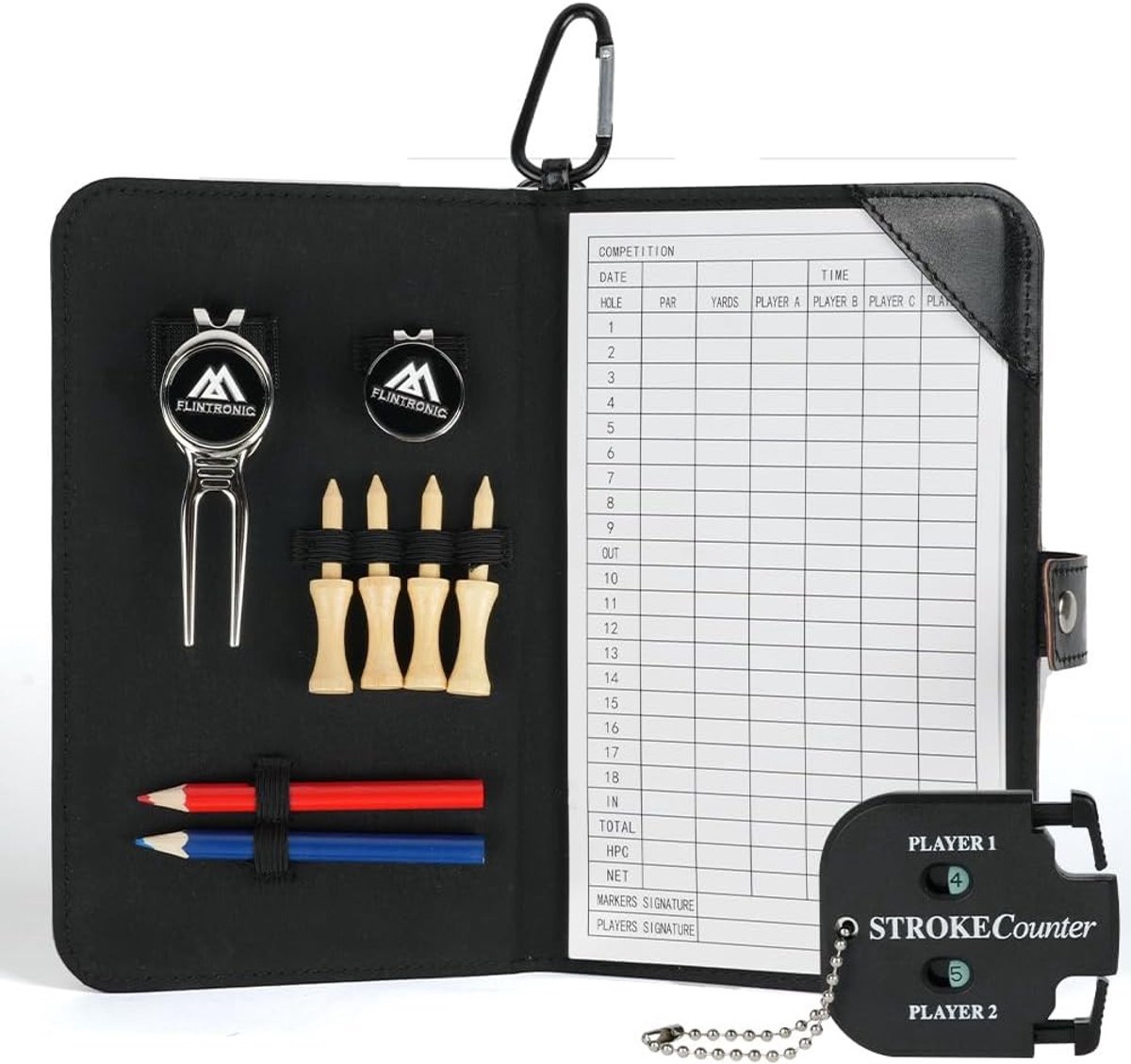 Waterdichte Golf Scorekaart Houder van Leer met Pen, Ideaal voor Golfers, Geschikt voor Mannen en Vrouwen, Perfecte Accessoire voor Golfuitrusting