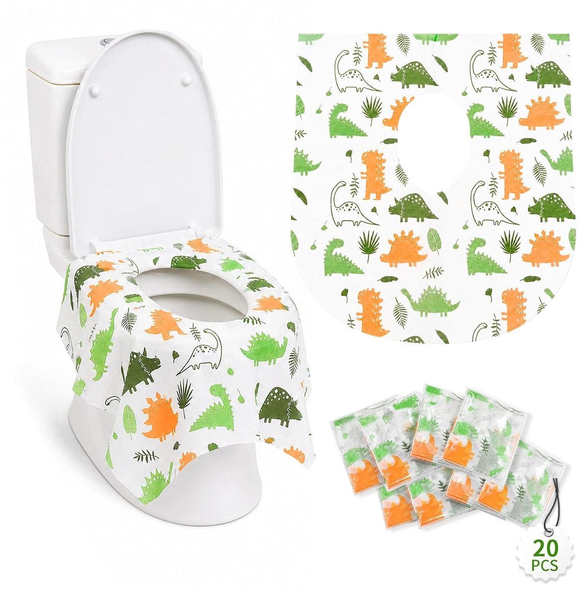 Extra grote toiletbril covers voor kinderen - 20 stuks, 64x60 cm, hygiënisch en handig voor onderweg