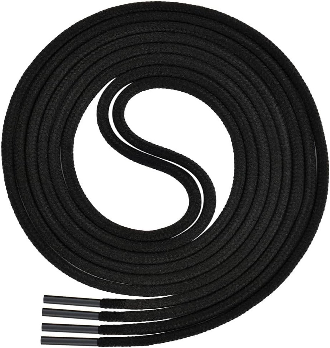 Duurzame ronde veters van 120 cm voor werk- en wandelschoenen, zeer scheurbestendig, zwart, 3-4 mm dik