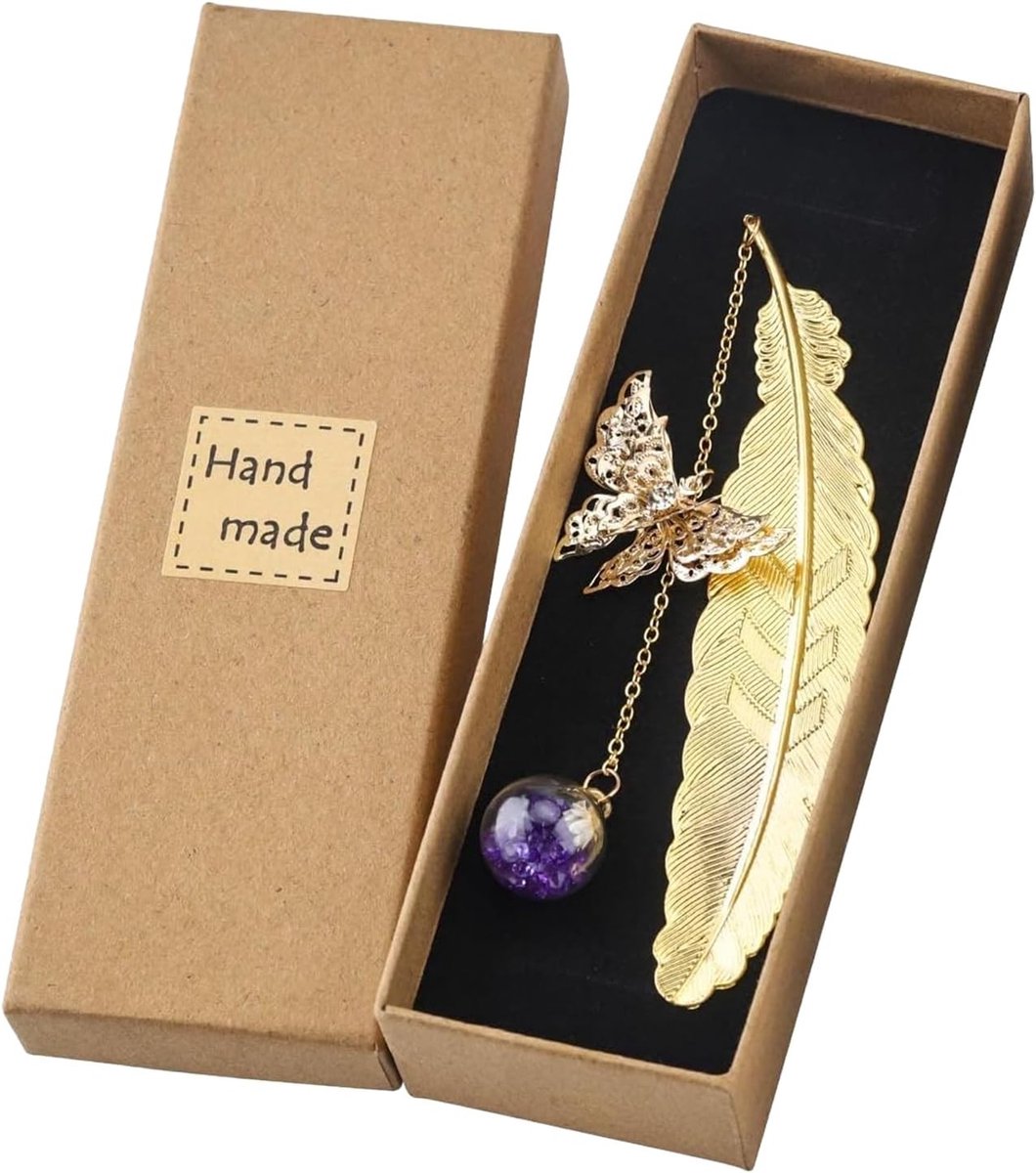 Elegante metalen boekenlegger met vlinder kristal hanger - Perfect als kerstcadeau voor vrouwen, moeders, vriendinnen en zussen - Duurzaam leesaccessoire voor boekenliefhebbers