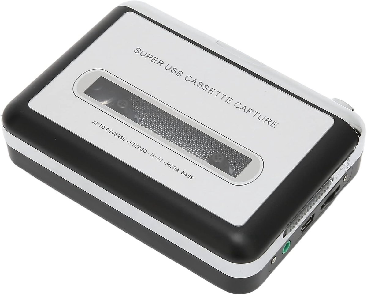Draagbare cassettebandjes speler voor MP3-conversie met stereo-uitgang voor pc's en laptops, ideaal voor retro muziek.