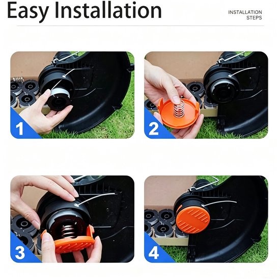 4 stuks - trimmerdop - grastrimmer dop - vervangingsdop grastrimmer - Oranje - 8,7 cm x 3,4 cm - voor AFS trimmer spoel ABS materiaal voor Black & Decker modellen zoals STC1820CM, STC1820PC, STC1820EPC,STC1840EPC, ST5530, ST1823 en GLC1823L20 — afbeelding 4