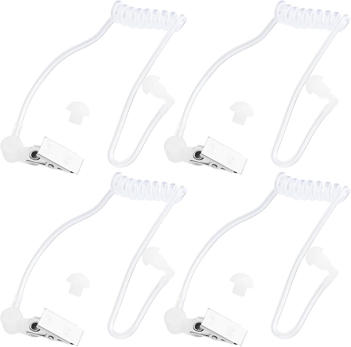 4x Transparante Siliconen Oordopjes met 50cm Kabel voor Walkie Talkie In-Ear 2-Weg Audio Headsets, Geluidsisolatie en Comfortabele Pasvorm