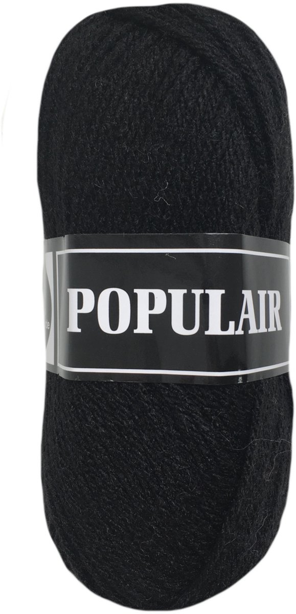 Beijer Populair acryl garen - zwart (06) - 1 bol haakgaren/breigaren - naald 3,5 a 4mm