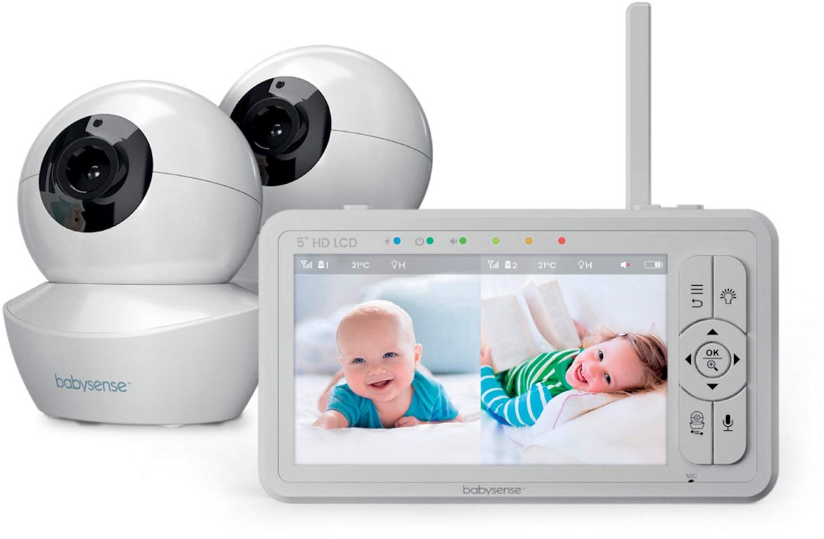 Babyfoon met Camera – 2 Camera’s – 5 inch HD Scherm – Zonder Wifi – 300 m Bereik – 2-Weg Audio