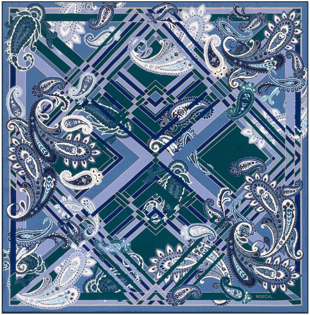 ROECKL sjaal Check Paisley 53x53 Multi Emerald blauw