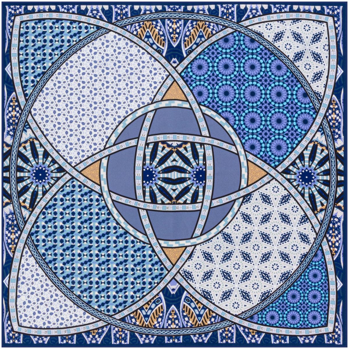 ROECKL sjaal Kaleidoskope 53x53 Indigo / Blue blauw