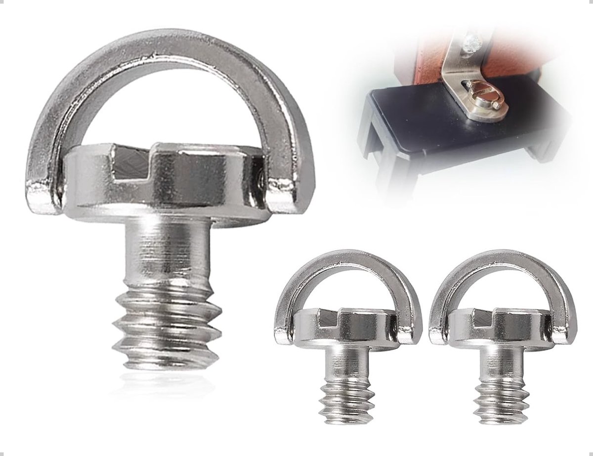 2 Stuks 1/4 Inch Snelsluitingsschroeven van RVS, Camera- en Tripodschroeven, Duurzaam en Betrouwbaar voor Fotografie en Videoproductie