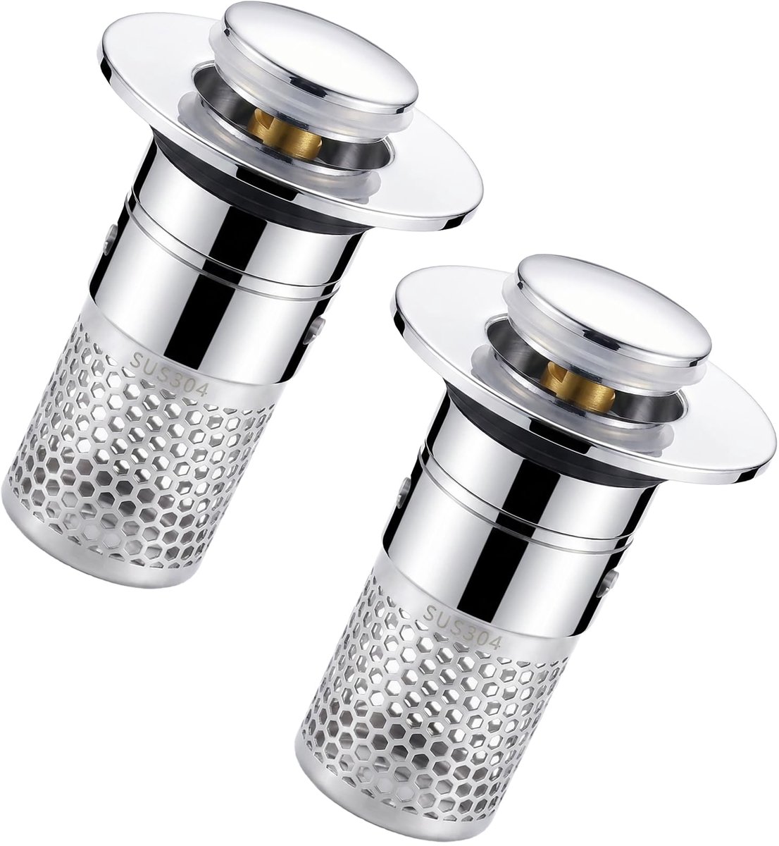 Wastafelplug - Pop-up - Met zeef - Voor wastafel - 2 stuks