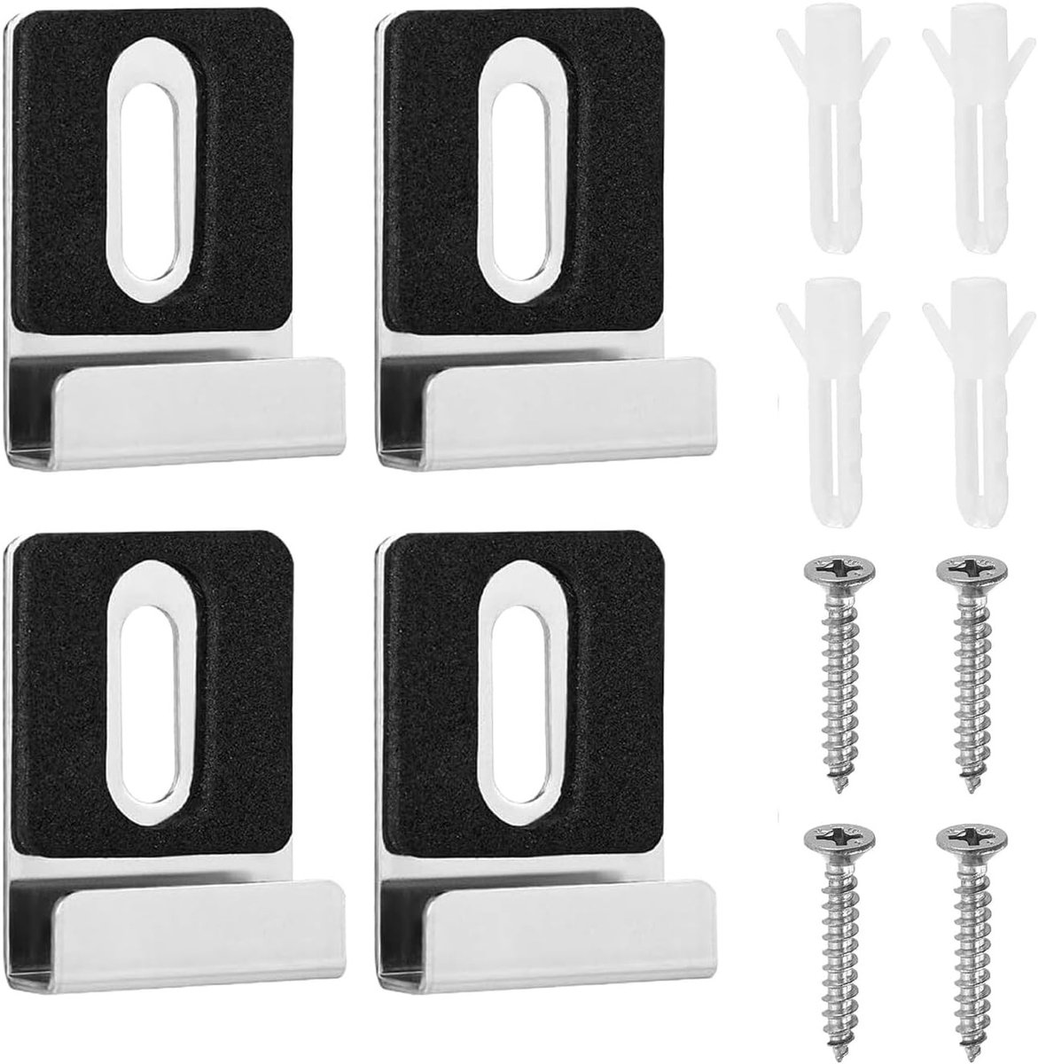 Set van 4 stevige metalen spiegelhouders met schroeven en rubberen pads voor wandmontage en billboards