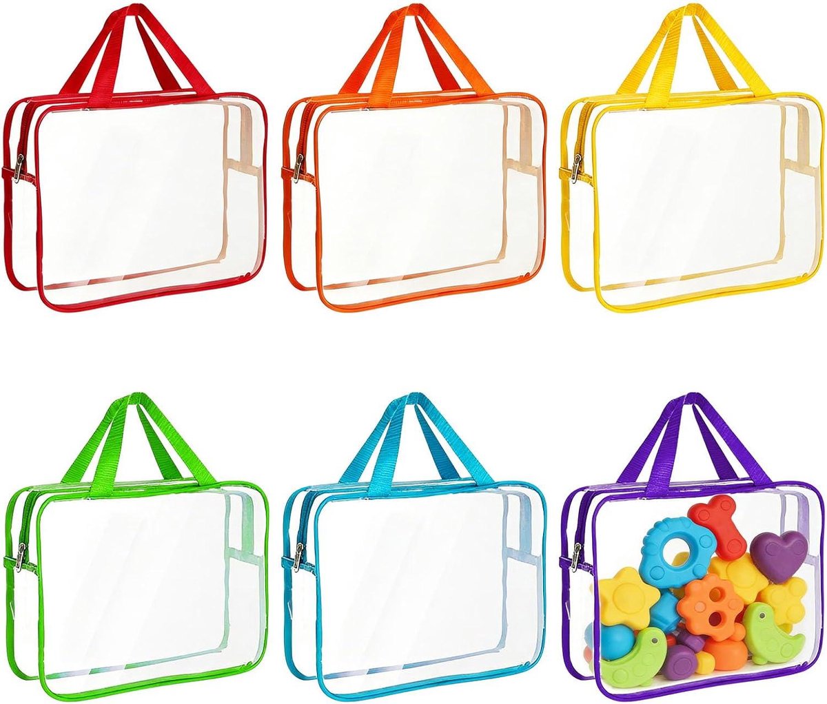 Opbergtassen voor Speelgoed - Set van 6 - Grote Opbergzakken met Rits en Handvatten - Herbruikbare Organizers voor Speelgoed, Knuffels en Kinderbenodigdheden