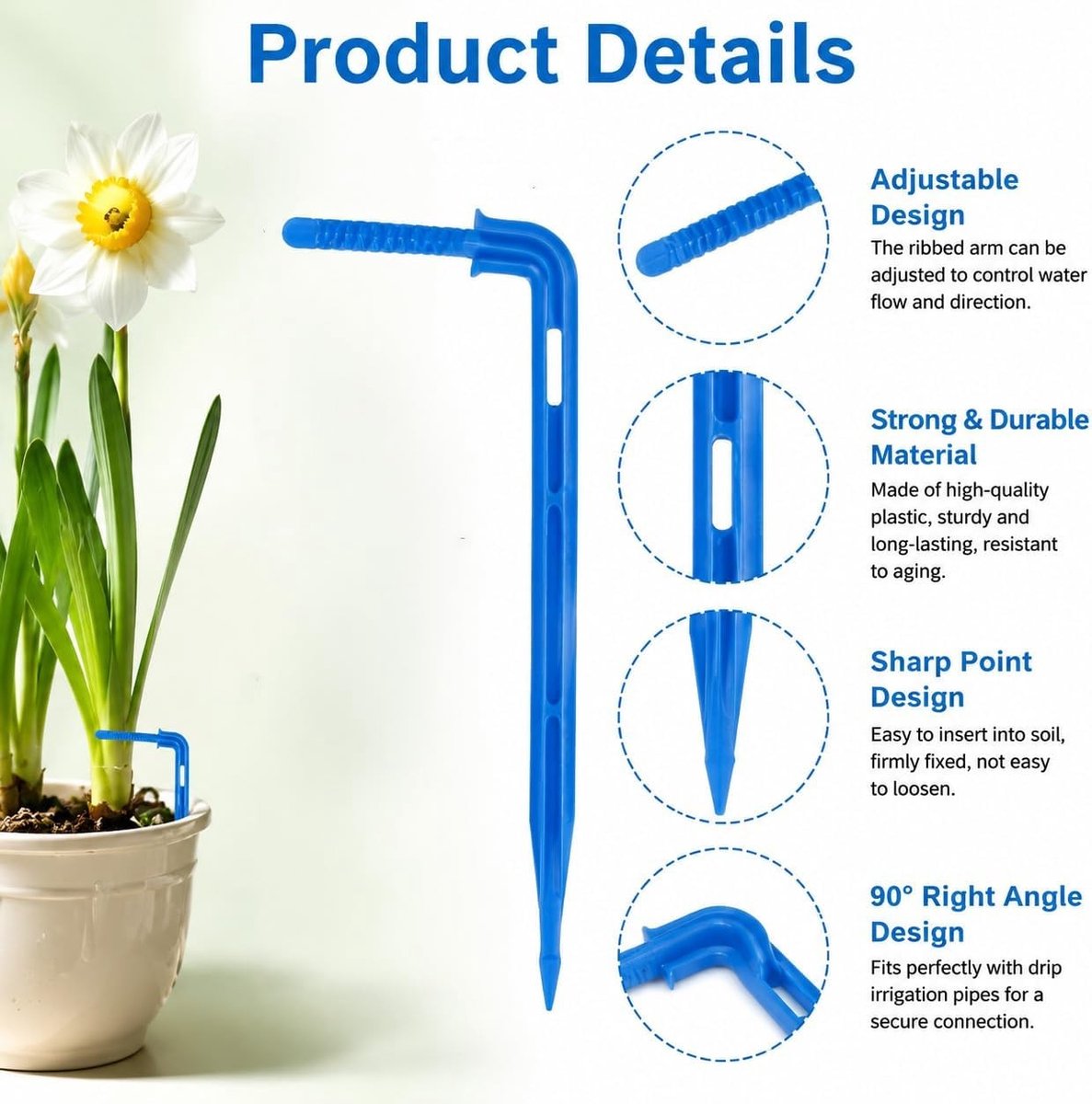 60 Stuks Blauwe Pijlen Druppelaars, Drip Irrigation Emitters voor Tuin, Kassen en Plantenbakken, Ideaal voor Groenten en Bloemen