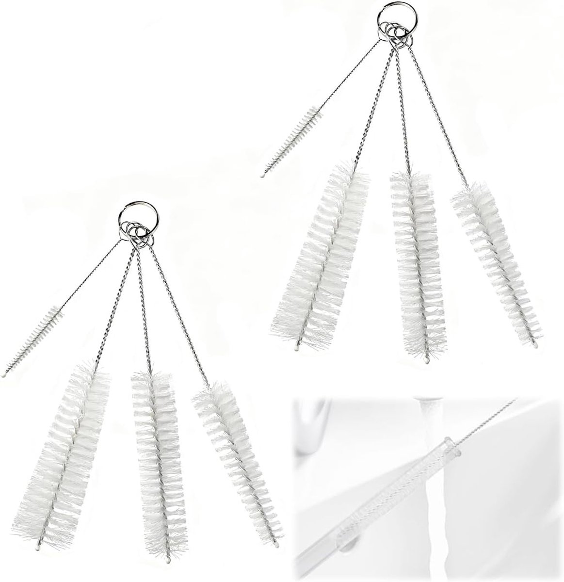 Set van 8 reinigingsborstels, reinigingsborstel met stro, reinigingsborstel voor buizen, reinigingsborstel voor glazen flessen, babyfles, waterkoker en toetsenbord, reinigingsborstel