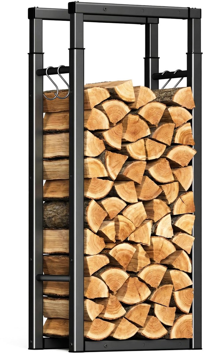 Haardhoutrek Telescopisch Verstelbaar 40-65 x 100-150 cm met 4 Gereedschapshaken Zwart