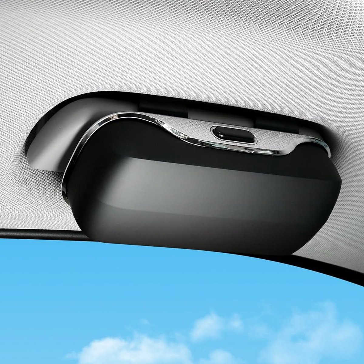 Autobrillenkoker - zonnebrillenhouder voor in de auto - auto-interieuraccessoire - opbergdoos voor autobrillen in de zonneklep - Zonnebrillen accessoires - voor de meeste auto's, SUV's en vrachtwagens - 18.5*6.5*8cm - zwart - opbergaccessoire – ABS