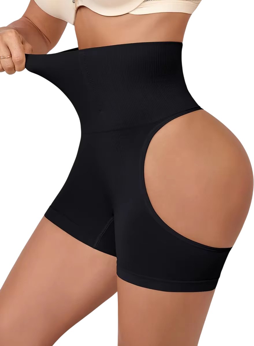 Dames High Waist Shapewear Shorts – Naadloze Buik Corrigerende Onderbroek, Billen Lift, Taille Shaper, Slim Fit & Ademend - Zwart - Maat L