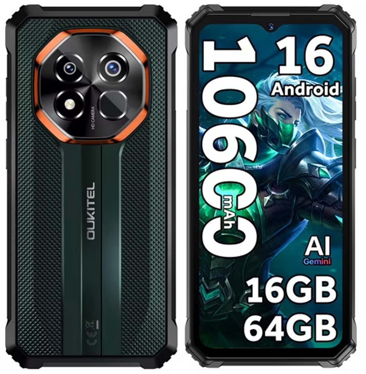OUKITEL G7 Outdoor Smartphone Gemini AI -16GB RAM-64GB ROM-10600mAh batterij-64MP camera-Android16-4G
