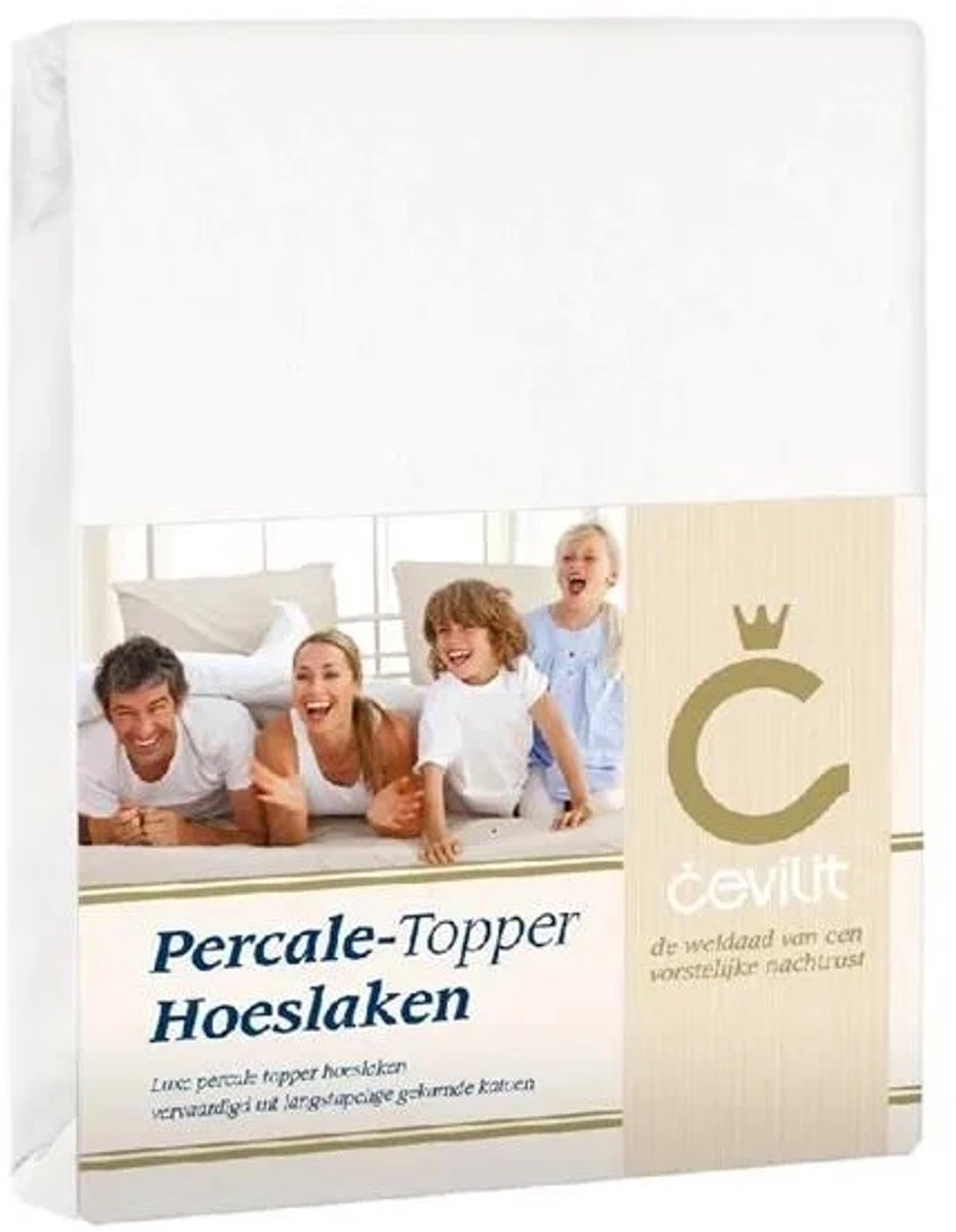 Cevilit Topdek-Topper hoeslaken percale 90 x 220 wit