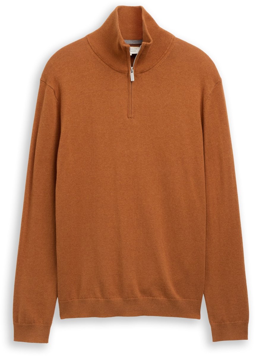 Tom Tailor - Troyer-trui met kasjmier - Maat M - camel brown melange