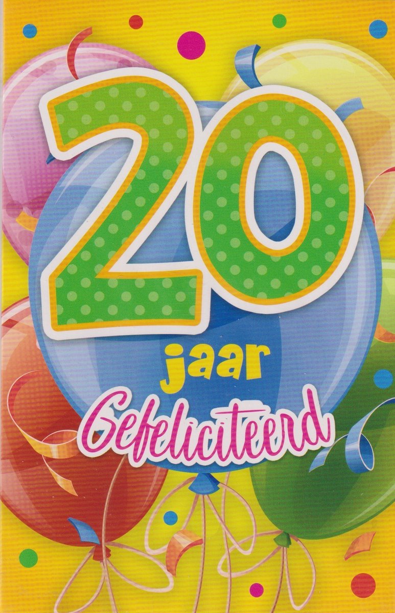 20 Jaar Gefeliciteerd - Luxe verjaardagskaart - 12x17cm - Gevouwen Wenskaart inclusief envelop - Leeftijdkaart - D18123