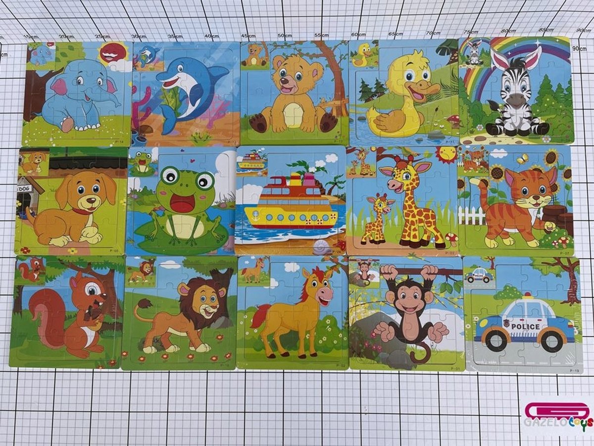 Houten Puzzel voor Kinderen - 16 Stukjes, Vanaf 6 Maanden