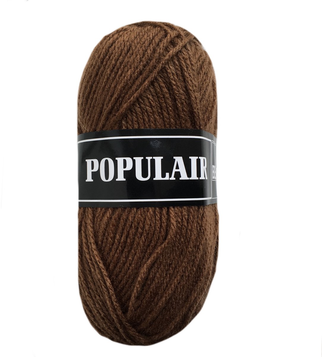 Beijer Populair acryl garen - beren bruin (84) - 10 bollen haakgaren/breigaren - naald 3,5 a 4mm