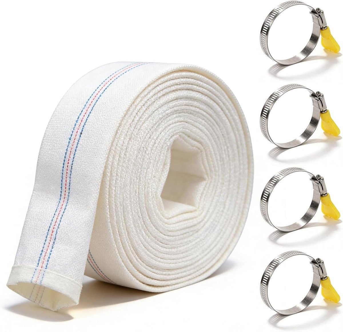 Flexibele Tuinslang 20 m, 32 mm, Geschikt voor Dompelpompen, Tuinirrigatie en Vijvers, Inclusief 4 Slangklemmen, Ideaal voor Bouw en Brandweer