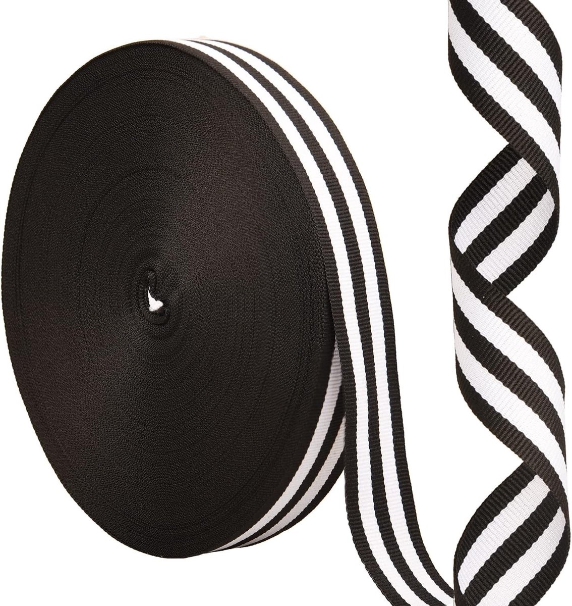 Kerstlint met Zwart-Witte Strepen voor Cadeauverpakking, 50 Yards, 4cm Breed, Decoratief Lint voor Feestdagen