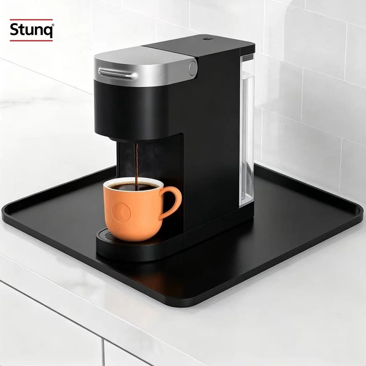 Stunq® Koffiemat 40x40cm – Waterdichte siliconen barmat met verhoogde rand