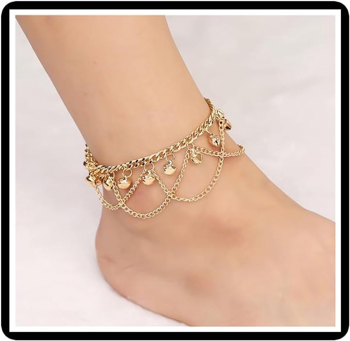 Boho Enkelband met Belletjes en Kwastjes voor Dames en Meisjes - Verstelbare Strand Sandaal Sieraden voor de Zomer