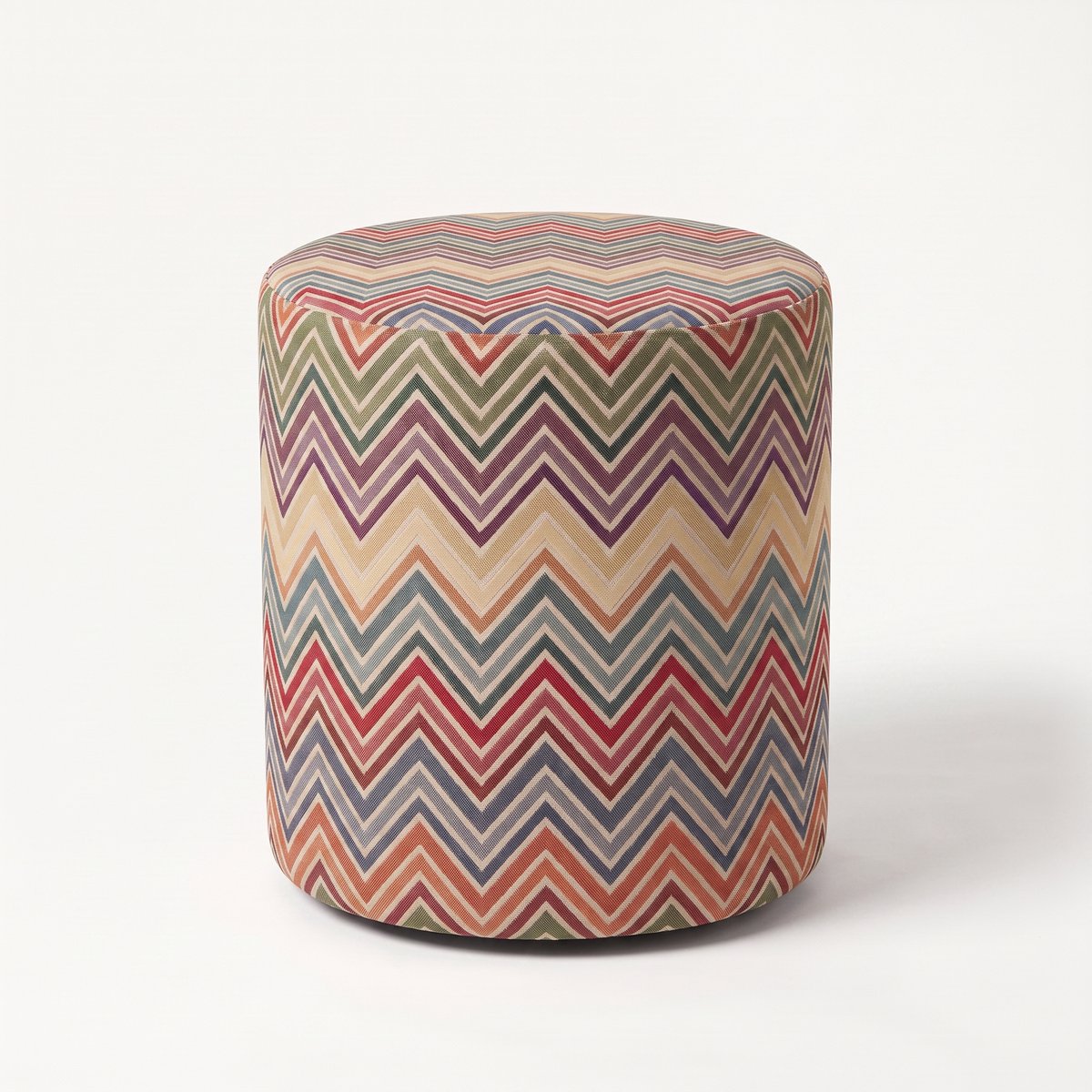 Mörgenn Poef Zigzag Wave - Ronde Poef en Voetenbank - Chevron Geweven - 45x45x60 cm