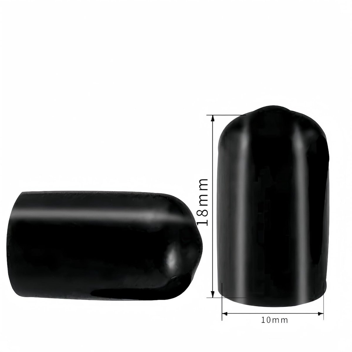 Duurzame PVC rubberen beschermers voor ronde buizen - 100 stuks, binnenmaat 10 mm, zwart