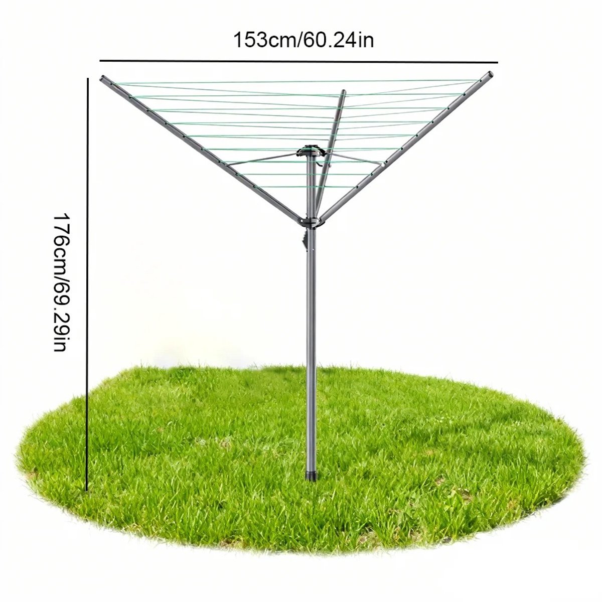 House Of Atelier - Droogmolen - Waslijn - Droogrek - Beschermhoes - Buitenwasrek - Waslijnmolen - Grondfitting - 30 cm - Zilver