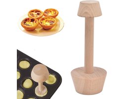 Dubbelzijdige houten deegduwer voor egg tartlets, muffins, pecan taarten en desserts - ideaal bakgereedschap voor thuisbakkers