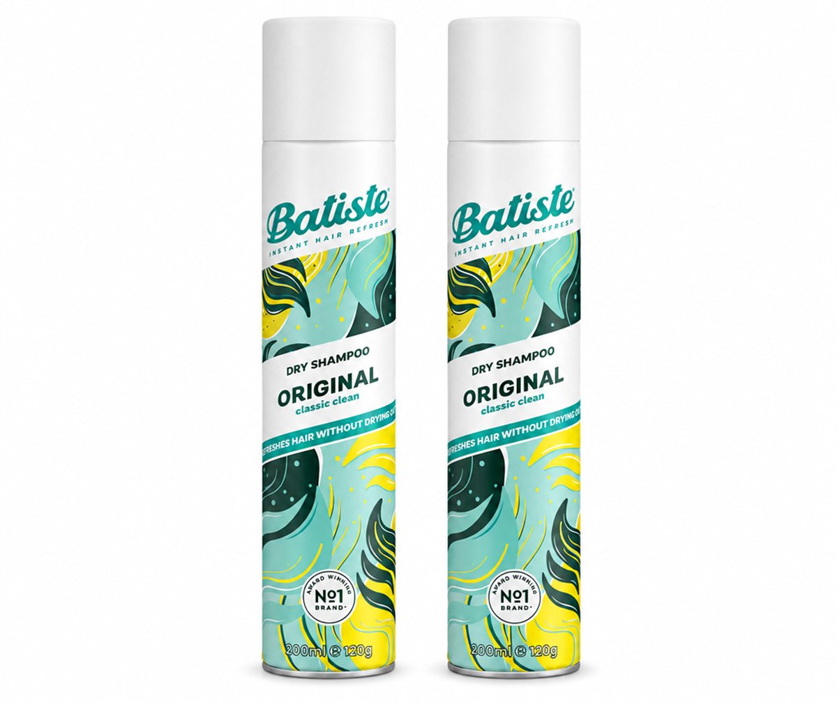 2 x Batiste - Original - Droogshampoo - Klassieke Frisse Geur - Geeft Volume en Textuur - 200ml - Voordeelverpakking - 2 stuks