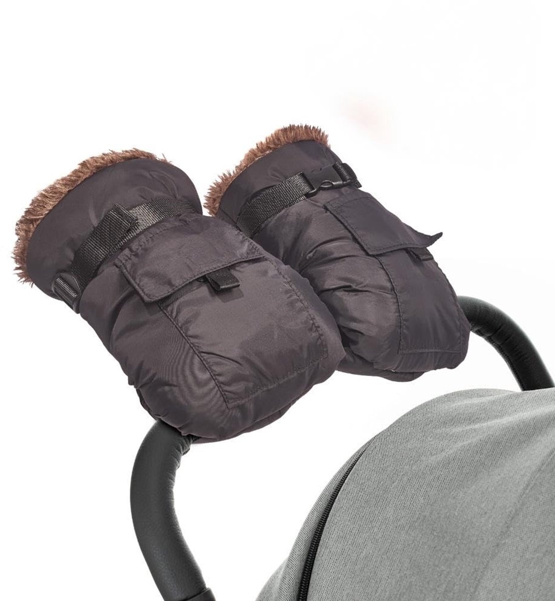 Kinderwagen Handmof - Winddicht - Met warm fleece en opbergvak voor sleutels en kaarten - Universeel voor alle kinderwagens in de winter - Zwart